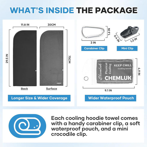 CHEMLUK Cooling Hoodie Towel: Cooling Towels for Neck and Face, Quick-Dry Absorbent Soft Breathable Sweat Neck Wraps
