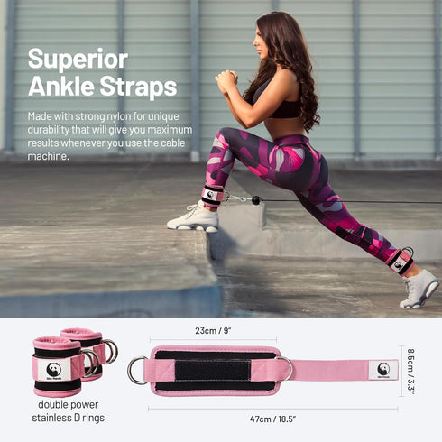 Slim Panda Ankle Strap for Cable Machine, Adjustable Ankle Cuff for Kickbacks, Glute Workouts, Leg Extensions, Curls