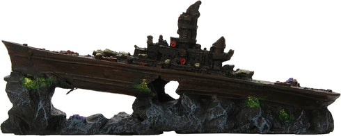 Penn-Plax Deco-Replicas Sunken Battleship Aquarium Decoration for Freshwater and Saltwater Fish Tanks – Small
