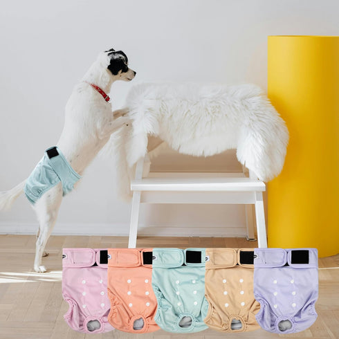 Panties(5 Pack) Tuiskusa Reusable Washable Dog Diapers Female, Highly Absorbent Doggie Diapers, Size Adjustable Puppy