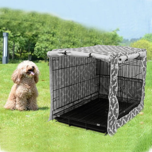 Pethiy Durable Polyester Dog Crate Cover for Wire Dog Crate - Universal Fit for Most 24 inch Crates - Cover Only - Gray