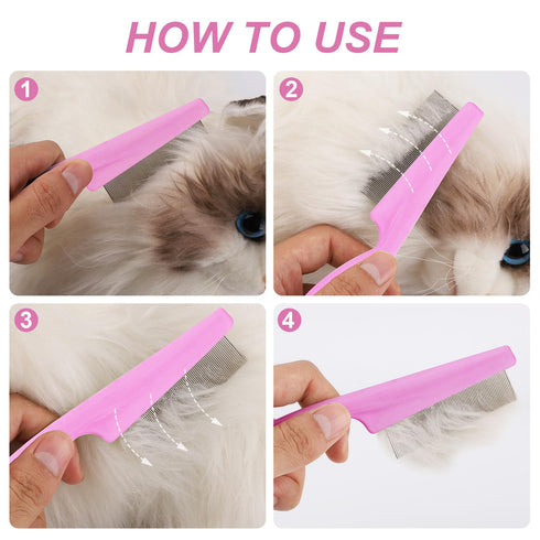 2 Packs Pet Hair Comb - 2 in 1 Multifunctional Comb for Grooming and Dehairing Face and Paws (Pink)
