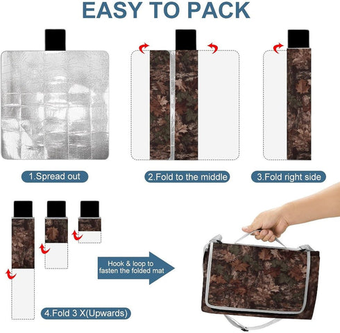 LZQPOEAS (58.3" 58.3"), Outfitter Tuff Camo Picnic Blanket Outdoor, Square Foldable Lightweight Waterproof Beach Mat X