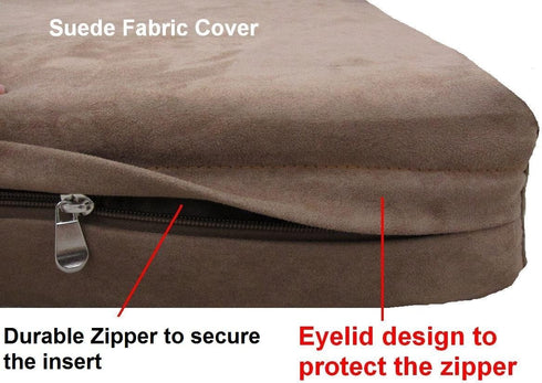 Dogbed4less Jumbo Extra Large Brown Microsuede External Cover, Waterproof Internal Case for Pet Dog Bed 55"X47"
