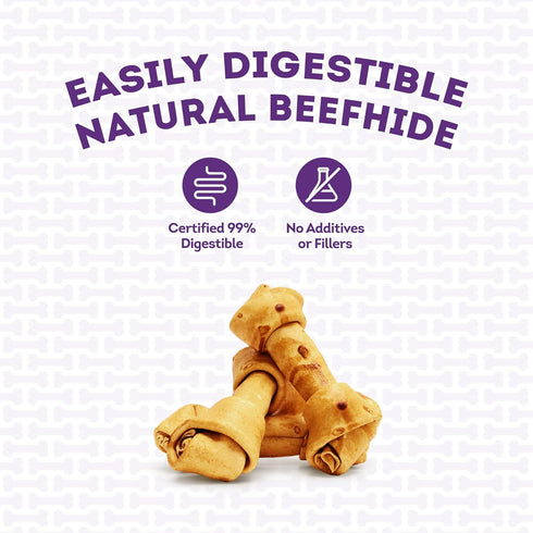American Sourced Beefhide Bones, 6-7" Dog Chew Treats, Chicken Flavor, 3 Count