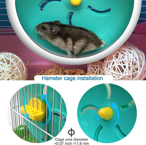 Silent Hamster Wheel, Adjustable Stand Super-Silent Exercise Wheel for Hamsters, Gerbils, Mice, Small Pets (7in, Blue A)