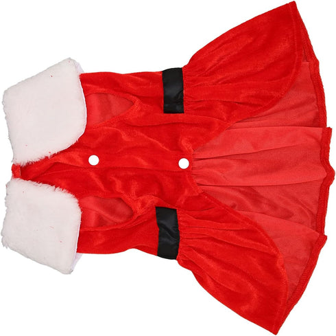 Christmas Dog Dress, Santa Claus Velvet Skirt Outfit for Small Medium Dogs Cats, Cute Holiday Apparel