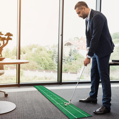 Golf Putting Mat for Indoor & Outdoor Professional Practice, Anti-Slip Backing, Distance Marker