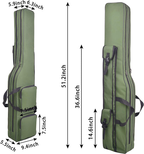 Fishing Rod Case, 4.27 ft Portable Fishing Pole Bag for Travel, Waterproof Fishing Rod Organizer