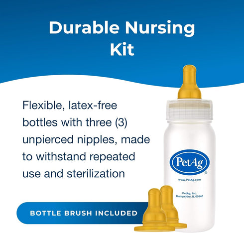 PetAg 4 oz 4 oz. 3 Pet-Ag Nursing Kit - - Promotes The Natural Feeding of Liquids to Baby Animals - Each Kit Includes