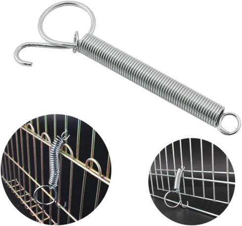 ZRM&E 2pcs 115mm Multifunctional Cage Door Spring Hook, Metal Finger Spring Latch Hook for Pet Cage Door
