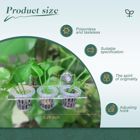 Upgrade Acrylic Aquarium Plant Holder Hanging Aquatic Plant Holder,Adjustable Suction Cup Fish Tank Plant Pot for Hanging Plant Cultivation and Aquarium Decor