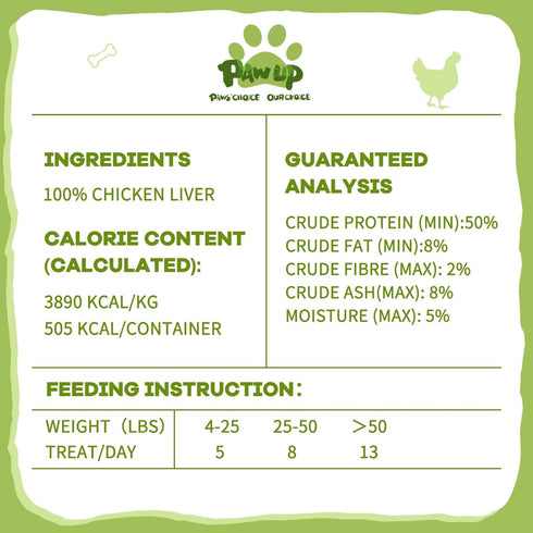 4.6 oz, PAWUP Freeze Dried Chicken Liver Pet Treats, High Protein Freeze-Dried Pet Food for Dogs, Cats, Fresh