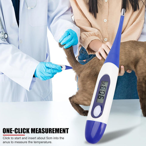 Livestock Pet Thermometer with LED Display Memory Function,Fast Digital Veterinary Thermometer,Flexible Probe