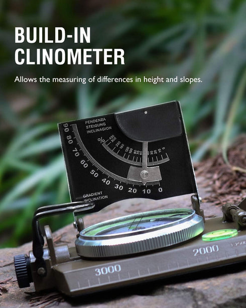 Eyeskey Multifunctional Military Sighting Navigation Compass with Inclinometer | Impact Resistant & Waterproof Compass