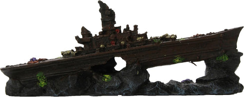 Penn-Plax Deco-Replicas Sunken Battleship Aquarium Decoration for Freshwater and Saltwater Fish Tanks – Small