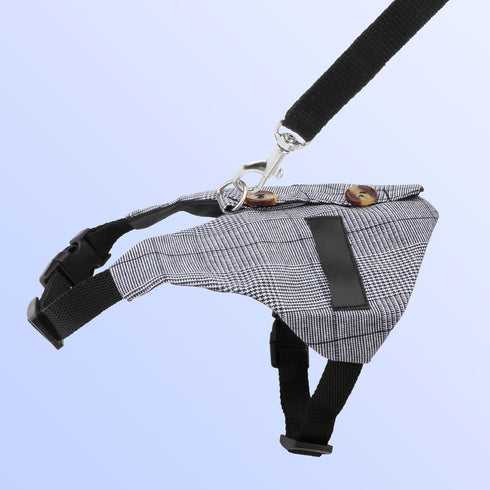 Rabbit Vest Harness and Leash Set, Adjustable Formal Suit Style for Bunny, Kitten, Small Animal Walking (L)