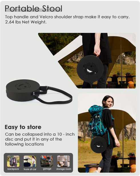 Spisces Stool,800 lbs 2.6 lbs,18-Inch Upgraded Collapsible Heavy Duty Capacity & Lightweight Portable Retractable
