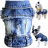 Jean Jacket for Small Medium Dogs Cats - Blue Denim Lapel Vest Coat T-Shirt Costume, Cute Puppy Clothes, Machine