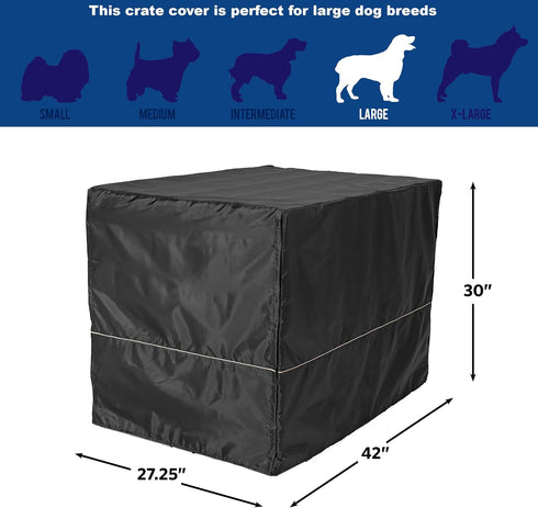 MidWest Homes for Pets Large Dog Crate Cover, Black Polyester, Fits 42-inch Crates