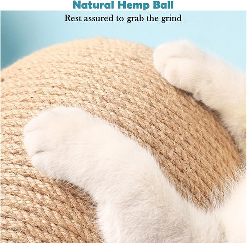 HomeSoGood Cat Scratcher Toy Cat Scratching Ball Toy Natural Solid Wood Sisal Scratching Ball Spinning Cat Ball Toy