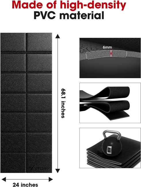 VTORY Foldable Treadmill Mat for Carpet, Exercise Equipment Mat for Home Fitness, High Density PVC Protector