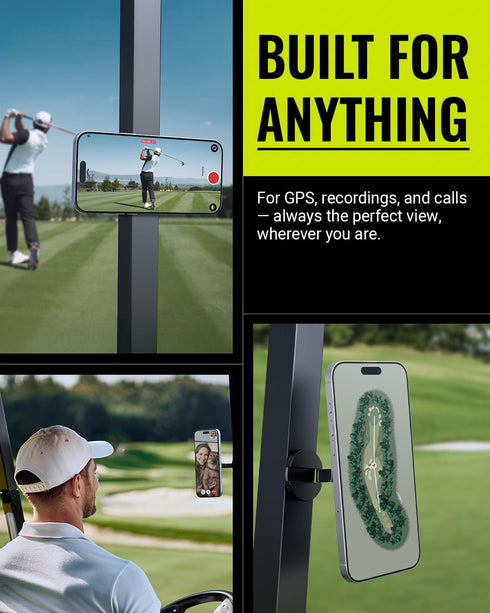 Spigen MAG-iT Golf Cart Phone Holder Mount | Folds Flat to Pocket Size | MagSafe Compatible | Fits Steel & Iron Cart