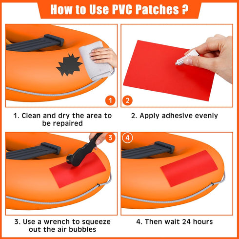 Gejoy 9 6 1 1 1 5 3g Set Inflatable Boat Repair Kit Include PVC Patch, TPU Repair Patch, Maintenance Barrel, Valve