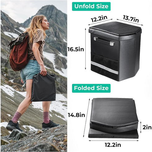 2026 16.5''H) Upgraded XL Portable Toilet for Adults,Tall Camping Toilet with Lid and Convenient Carry Bag, Portable