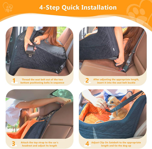 CESOO 40lbs, Dog Car Seat for Small/Medium Dogs Under Dog Booster Car Seats Memory Foam and Velvet, Detachable