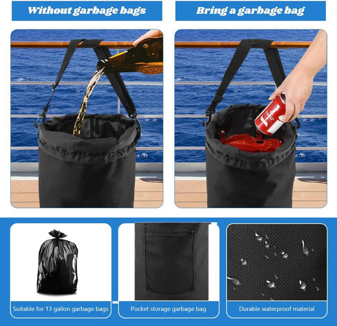 Rinelavie 10-13 Waterproof Boat Trash Can Bag,Leakproof Boats Trash Bag,Marine Boats Garbage Can,Reusable Boat Garbages