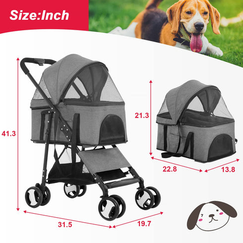 3-in-1 BestPet Pet Stroller Premium Multifunction Dog Cat Jogger Stroller for Medium Small Dogs Cats with Folding