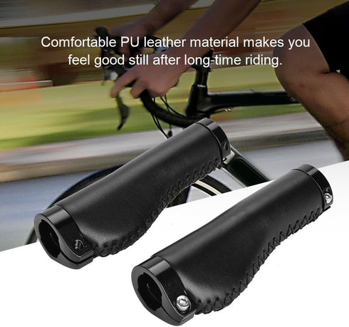 VGEBY1 Lockable Bike Handlebar Grips, PU Leather Retro Replacement Grips