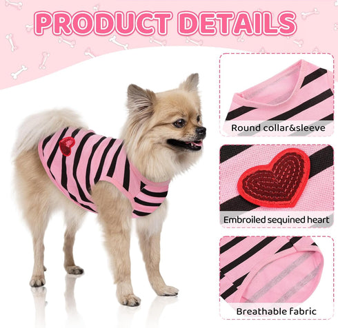 Queenmore Dogs Cats Cotton Vest,Dog Striped T-Shirt,Soft Cool TShirts Sleeveless Stripe Vests for Small Medium and Large Dogs&Cats