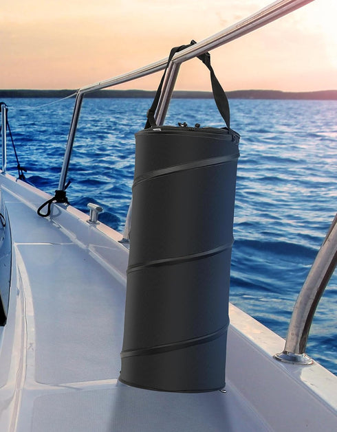 KEMIMOTO 50L Boat Trash Can, Marine Caddy Black Bag Boating Trash Bags Reusable Waterproof Boat Garbage Storage