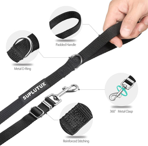 Long Leash for Dog Training - 50ft Adjustable Obedience Recall Dog Training Leash for Large Medium Small Dogs with Storage Pouch Black