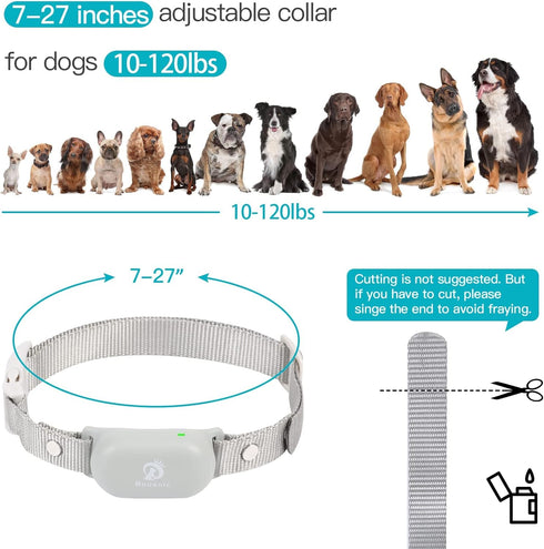 Bousnic Dog Shock Collar with Remote - Waterproof Rechargeable Training Collar for Dogs 10-120lbs