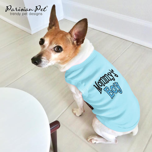 Parisian Pet Dog T-Shirt, 100% Cotton, 'Mommy’s Boy' Embroidered, Breathable Dog Shirt for Large Dogs, 2XL