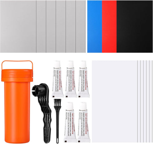 Gejoy Inflatable Boat Repair Kit Include 9 PVC Patch, 6 TPU Repair Patch,