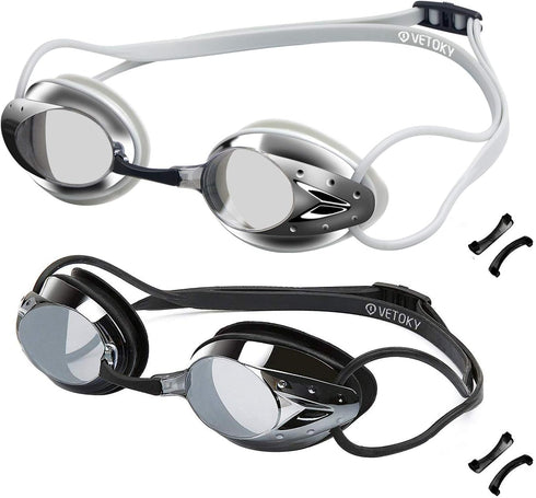 Swim Goggles, Anti Fog Swimming Goggles with UV Protection Mirrored & Clear Lenses