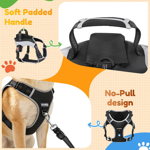 PartsBling Dog Car Harness, Dog Seat Belt Harness for Car, No Pull Adjustable Dog Harness with Seat Belt Attachment