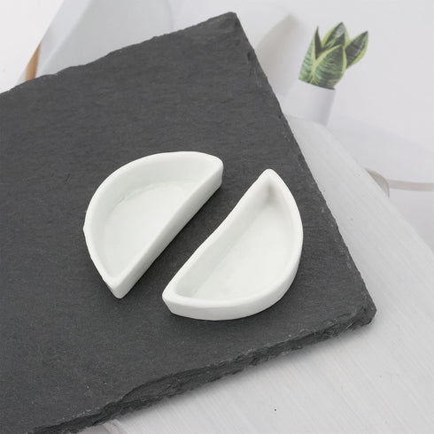 ECSiNG 6PCS 4.21x2x1.05cm Hermit Crab Mini Ceramic Dish Semicircle Shape Reptile Food Bowl for Spider Hermit Crab