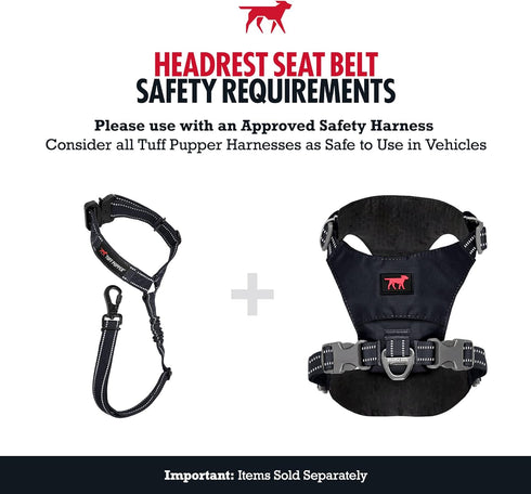 Tuff Pupper Dog Seat Belt for Car Headrest | Adjustable Length Dog Car Harness Restraint | Heavy-Duty Aviation Aluminum