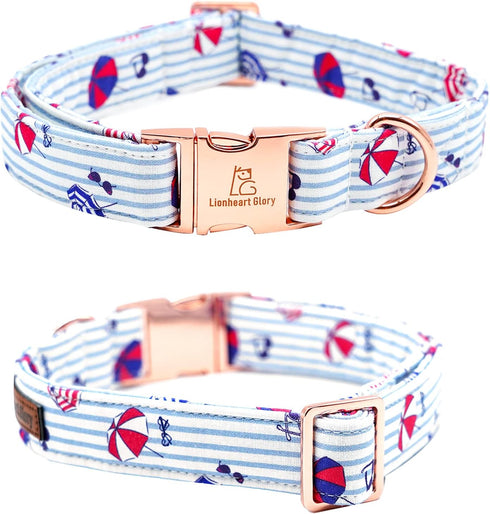 Lionheart Glory Dog Collar with Bow, Summer Stripe Boy Dog Bowtie Collar, Cute Gift for X-Large Dogs