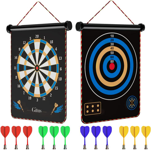Gitus Magnetic Dart Board Indoor Outdoor Games for Kids with 12 Darts,