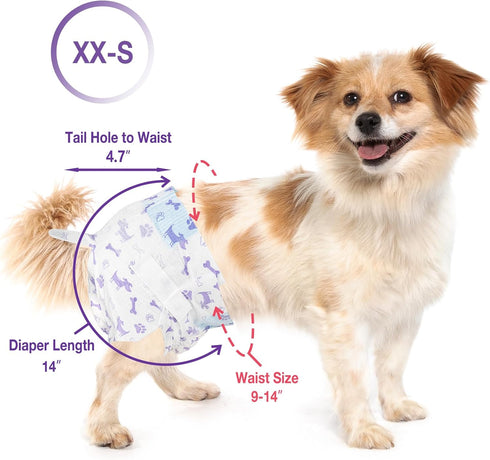 40pcs Pet Soft Female Dog Diapers - Disposable Doggie Diapers with Wetness Indicator, Puppy & Cat Diaper Super