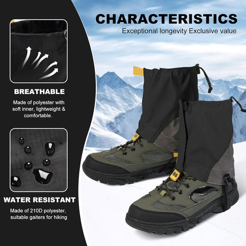 Gators for Hiking Boots and Shoes, Lightweight Adjustable Waterproof Leg Gaiters for Snow and Trail Running
