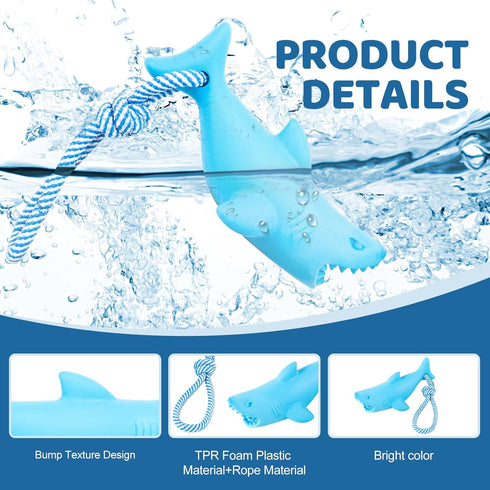 Dog Floating Toy with Rope | Chew Toy for Aggressive Chewers | Interactive Fetch & Play Beach Toy Set (Shark)