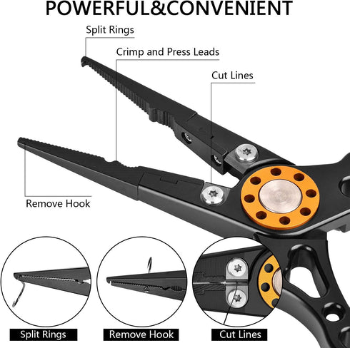ZACX Fish Lip Gripper Pliers - Upgraded Multi-Function Hook Remover and Split Ring Pliers for Fishing Gear