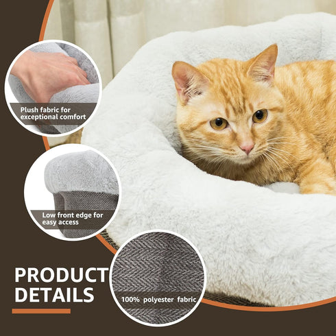 Cat Beds for Indoor Cats, Small Dog Bed, Calming Donut Dog Bed, Soft Cozy Puppy Bed for Small/Medium Dogs